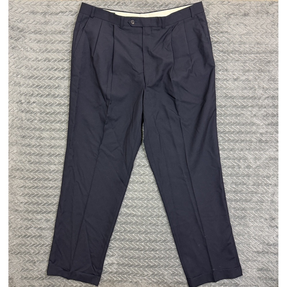 Lauren Ralph Lauren Pants Men 38x32 Black Wool Super 100 Dress Trousers Preppy